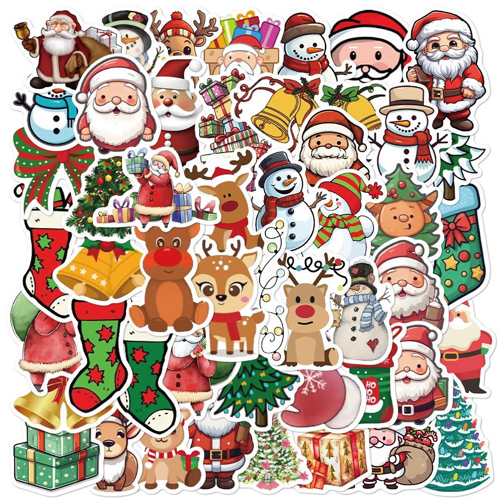 10/30/50pcs Kawaii Cartoon Christmas Stickers Santa Claus Graffiti Sticker Waterproof DIY Suitcase Guitar Phone Cute Decals Toy