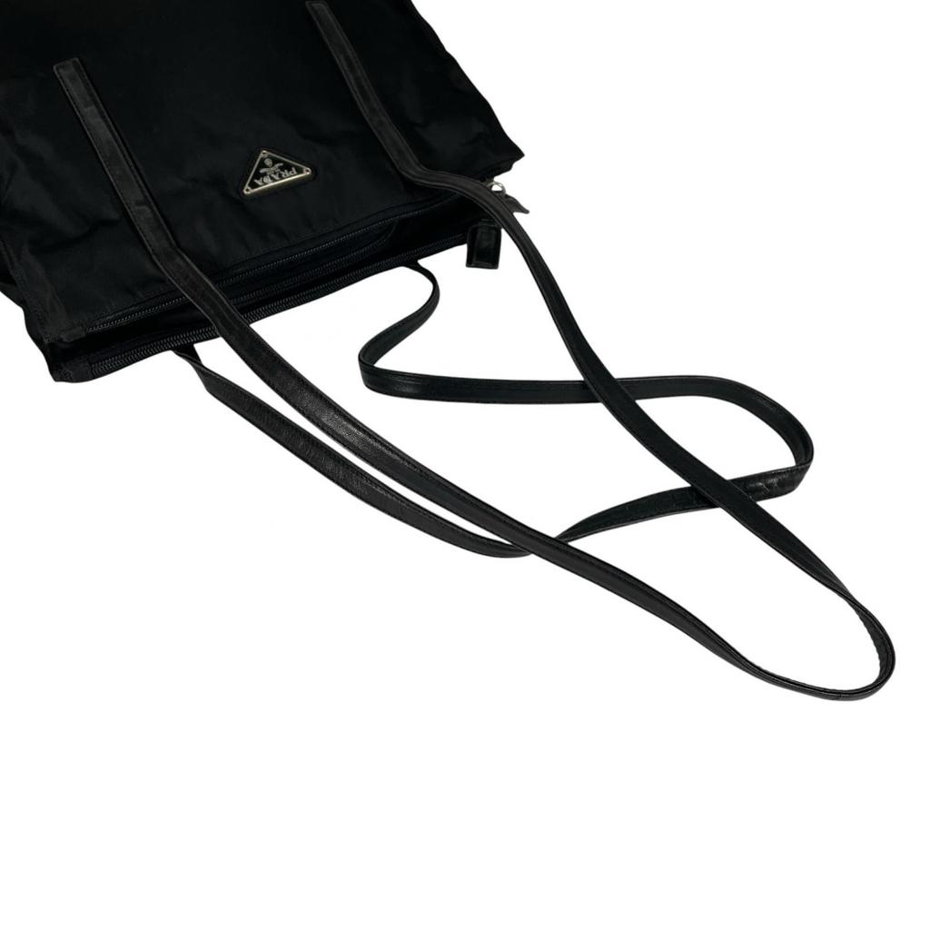 PRADA Triangular logo Tote Bag black Women used