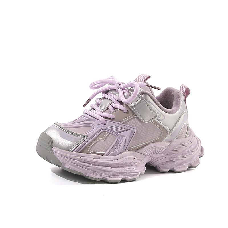 

2025 зимний взрыв две хлопковые теплые детские папины туфли однотонные универсальные повседневные туфли для девочек модные туфли для мальчиков 27-31 yards, 5 pairs in one hand фиолетовый