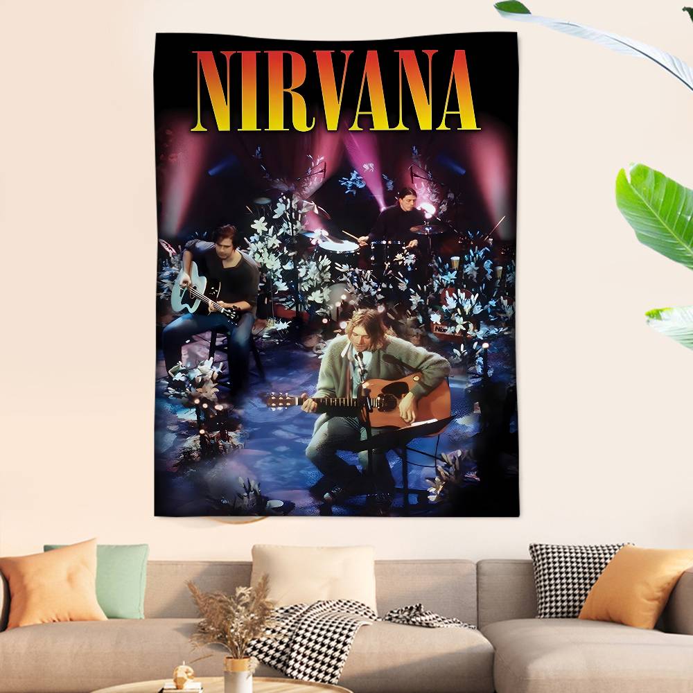 Nirvana Band Magazine Classic Anime Cartoon Tapestry Art Science Fiction Room Home Decor Wall Hanging Home Decor