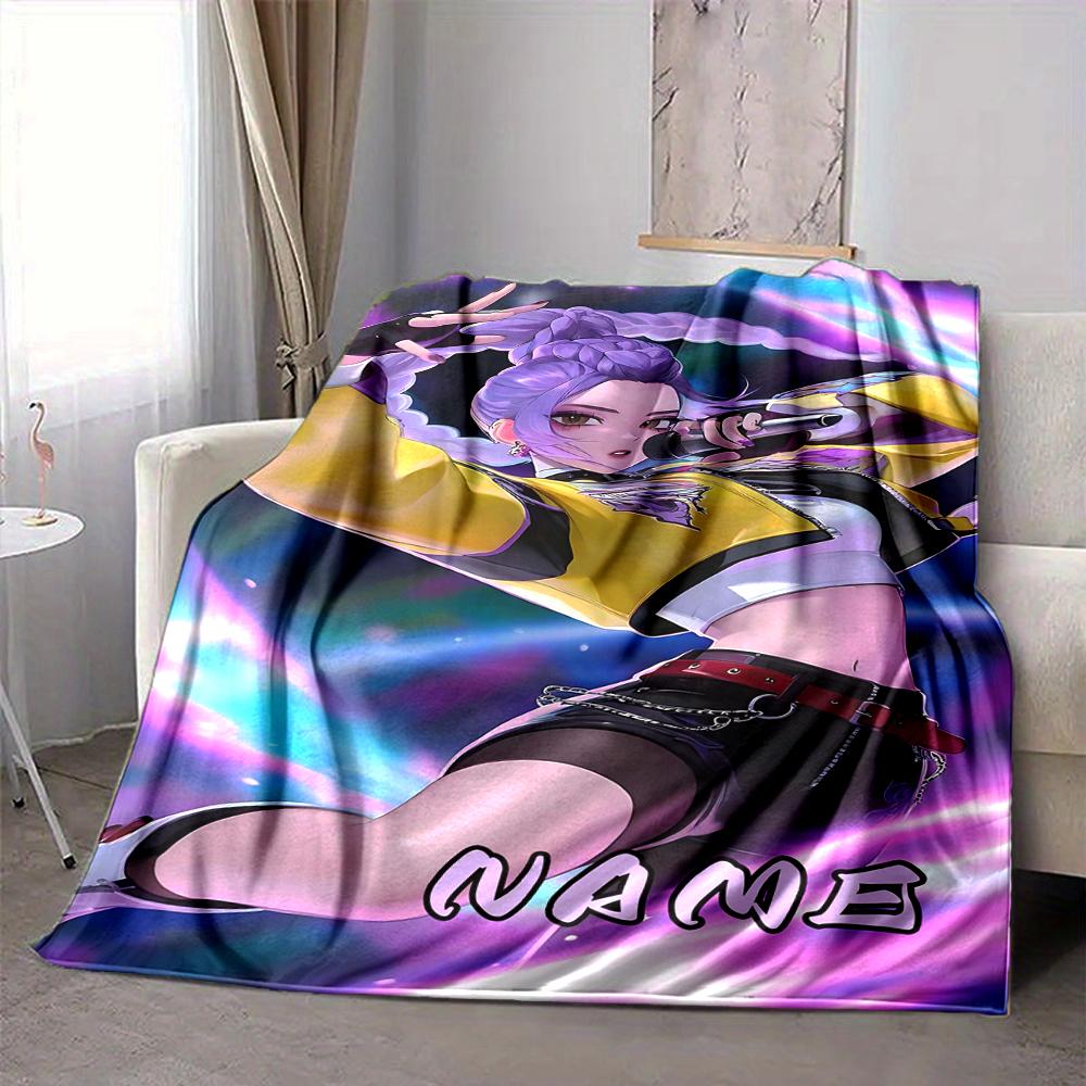Custom 1pc Powerful Female Fighter Blanket, Soft And Comfortable Blanket, Casual Warm, Camping Travel Blanket, Birthday Gift Q912138