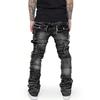 DRIPX Nuovi Jeans da Uomo Strappati Stacked Distressed Slim Fit Skinny Gamba Dritta Moda Hip Hop Pantaloni in Denim Streetwear Casuale