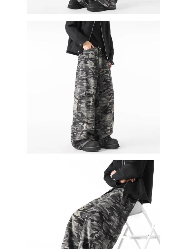 American Retro Baggy Camouflage Unisex Jeans: Trendy, Loose, and Versatile Streetwear Workwear.