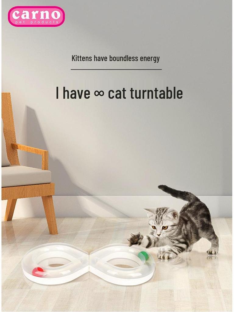 Self-Playing Cat Turntable Toy with Automatic Teasing Stick & Track Ball for Boredom Relief