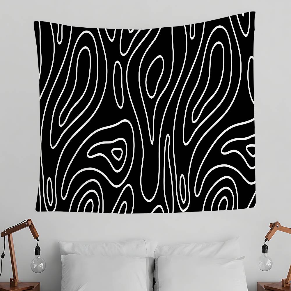 Simply Black And White Tapestry Wall Hanging Tapestry Art Deco Blanket Curtain Hanging At Home Bedroom Living Room Decor