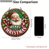 Wooden Christmas Sign with Santa Claus Pattern - Merry Christmas Round Sign for Front Door, Wall Hanging Decor - Ideal Christmas Gift