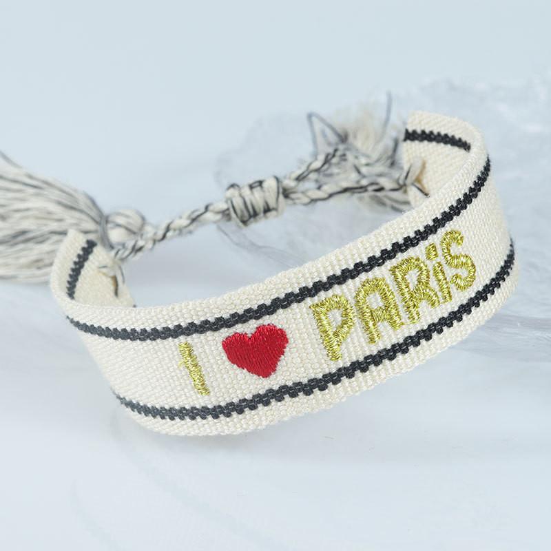 Sports Meeting Paris Couple Webbing Bracelet Embroidery Multicolour Pattern
