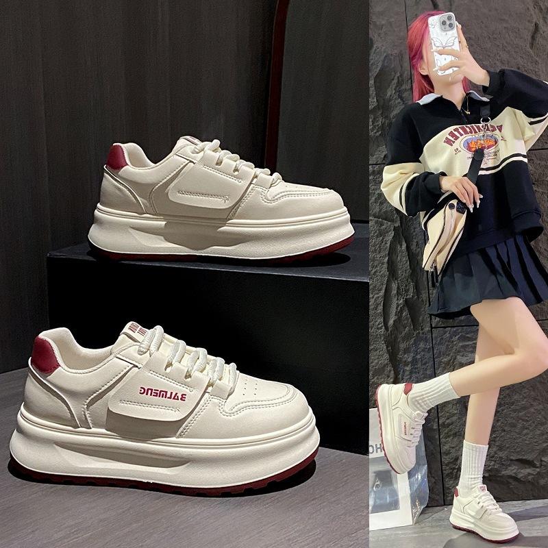 High-end thick-soled white model 22 spring and autumn new autumn recreational board shoes white shoes