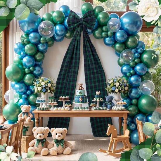 Kæmpe ternet sløjfedekoration til vægbaggrund i rummet Overdimensioneret Stor Grøn Sløjfe Dekoration 75x18 Tommer Båndsløjfe til Baby Shower Bryllup Fødselsdagsfest