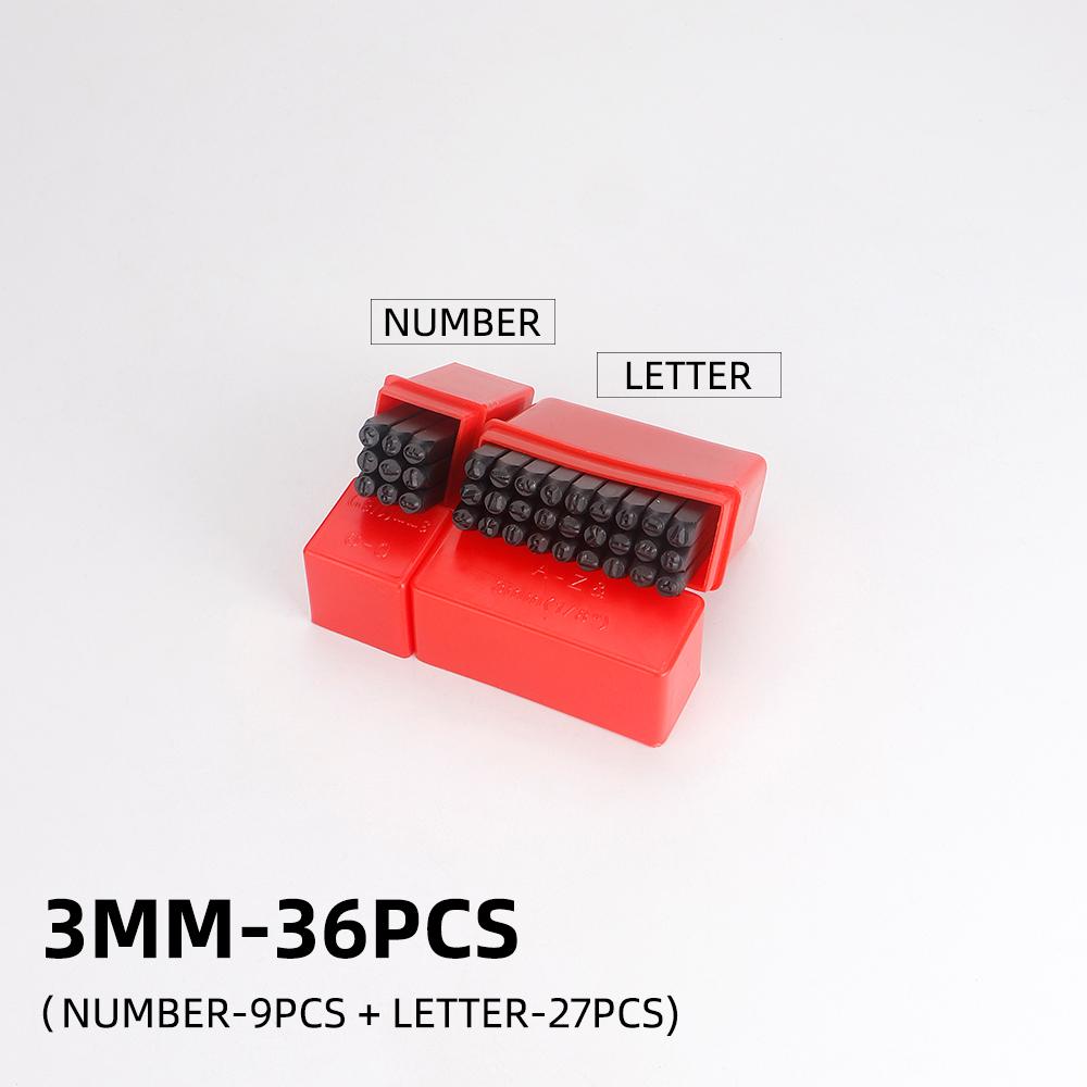 36pc Carbon Steel Leather Stamping Kit, Alphabet A-Z, Numbers 0-9, Symbol, DIY Leathercraft Plastic Wood Engraving Punch Set