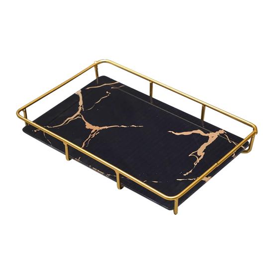 Estantería de Almacenamiento para Baño Yousheng Marco de Hierro Bandeja con Patrón de Mármol Organizador de Gran Capacidad para Artículos de Tocador Cosméticos Joyería