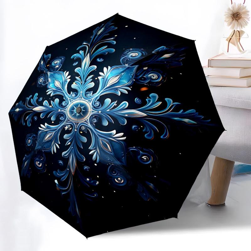 1pc Winter Fantasy Automatic Folding Umbrella   Compact 8 Rib Design, Durable Iron Frame for Travel, Outdoor,  a0920082