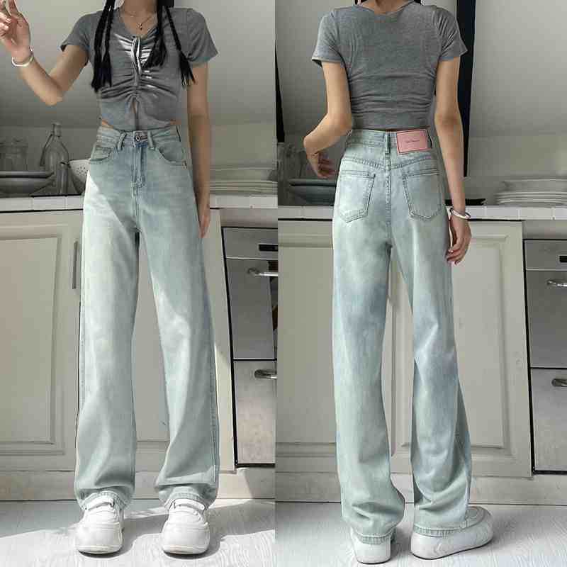 Black narrow straight jeans women's autumn and winter new velvet and thin loose pear-shaped body wide-leg trousers