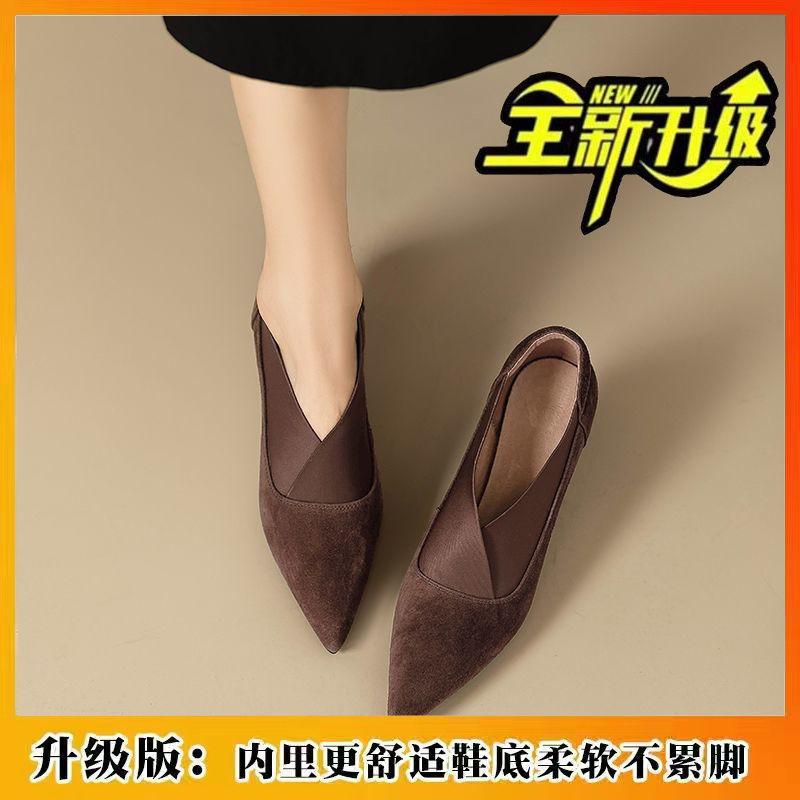 French casual senior pointed single shoes 2025 autumn new wear versatile single shoes elegant non-slip high heels