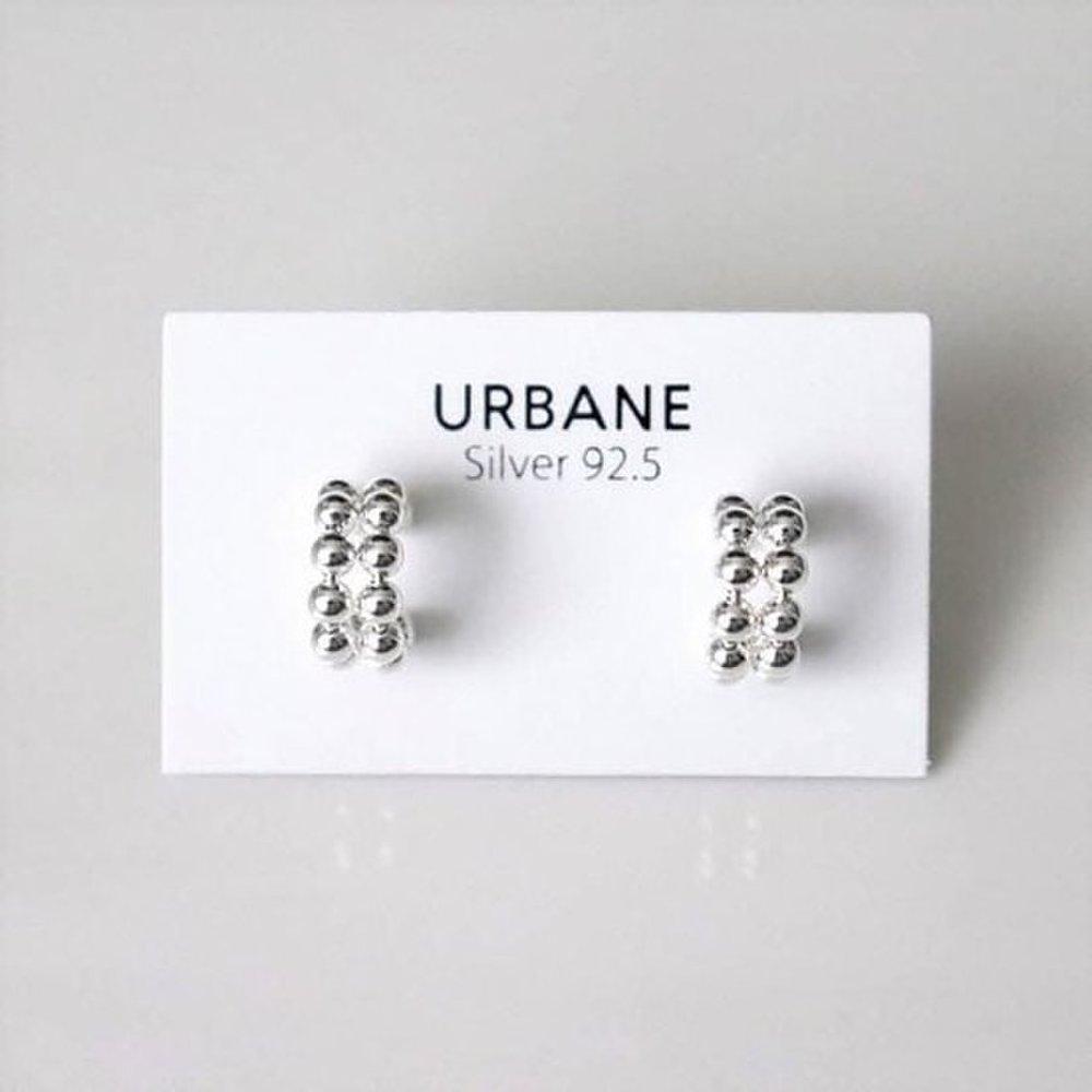 Silver 925 Silver Ball Double Row Ring Earrings Silver Simple Gorgeous