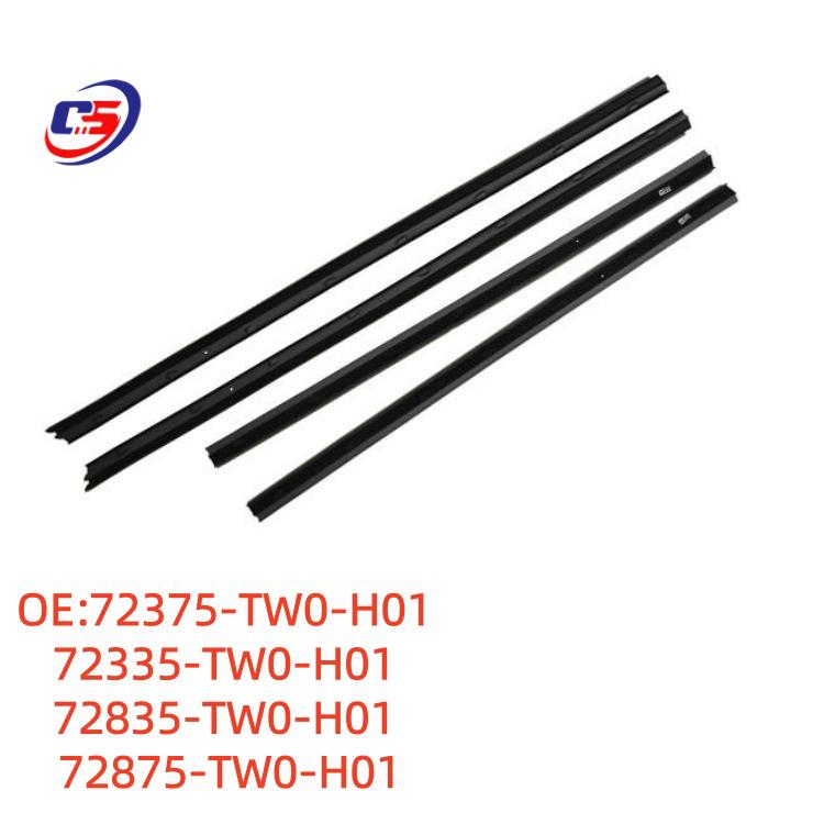 The 72335-TW0-H01 and 72375-TW0-H01 are compatible with the Honda glass inner weatherstrip 72875-TW0-H01. 72375-TW0-H01
