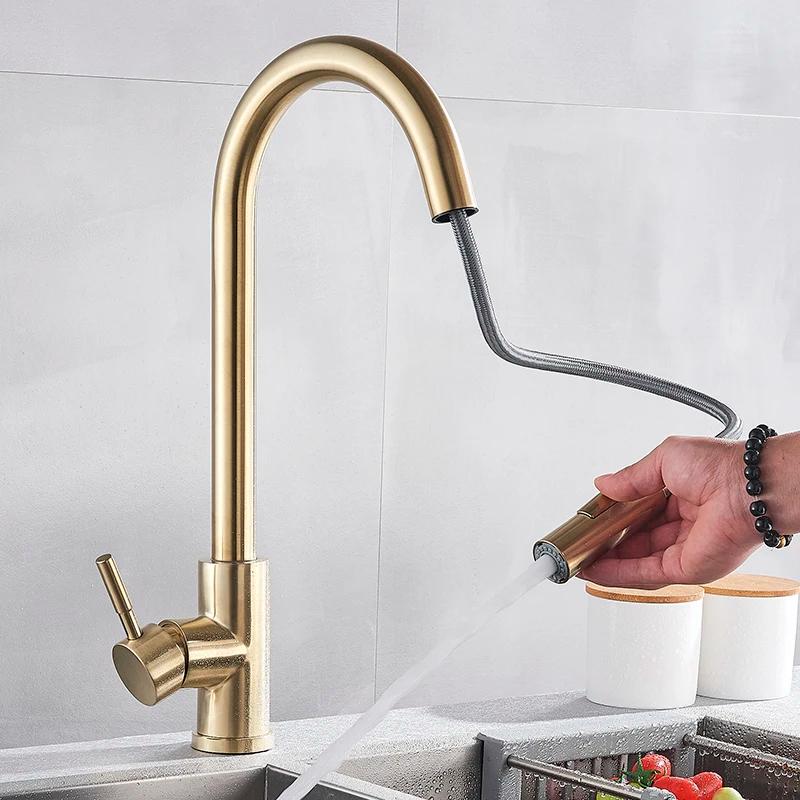 Pull Out Kitchen Faucets 360 Rotation Kitchen Mixer Tap Single Lever Mixer Tap Kitchen Sink Cold Hot Water Tap