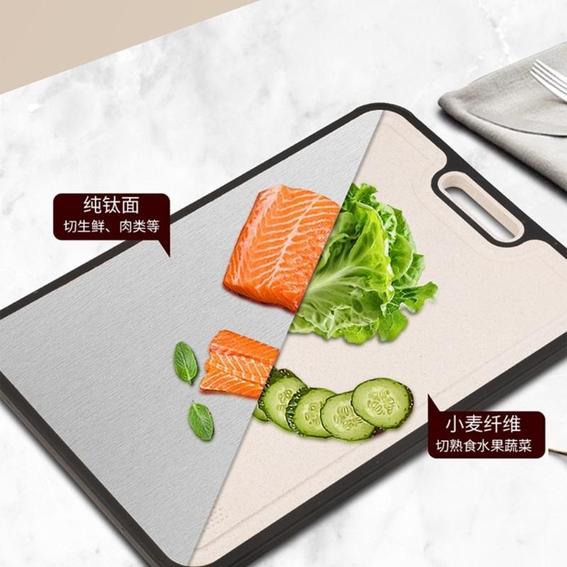 Titaniums Chopping Board With Natural Wheat Straw Surfaces Double Side Kitchen Cutting Board For Safe Food Preparation