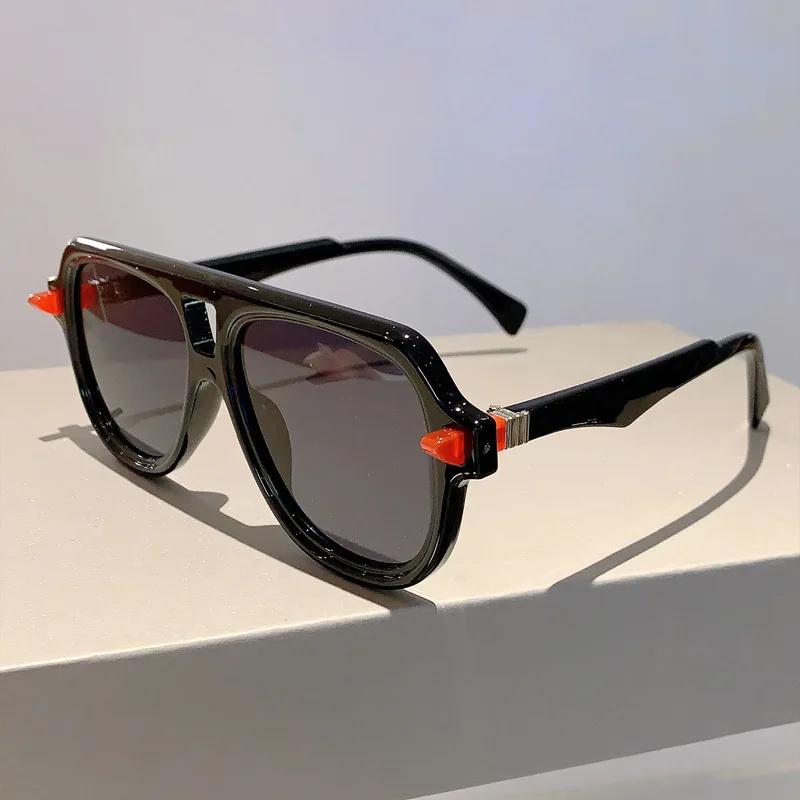Popular Vintage Brand Designer Double Bridge Pilot Sunglasses Women For Men Sun Glasses Punk Luxury Big Frame Shades UV400
