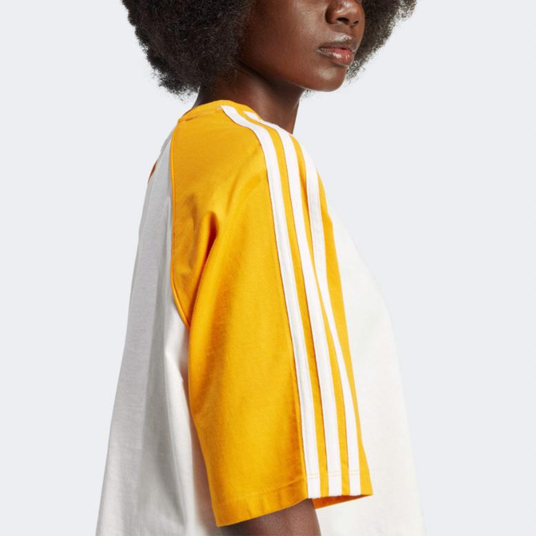 Adidas Originals Adicolor Sst Color Block Striped Short Sleeve T-Shirt Women Tops Yellow IZ2826