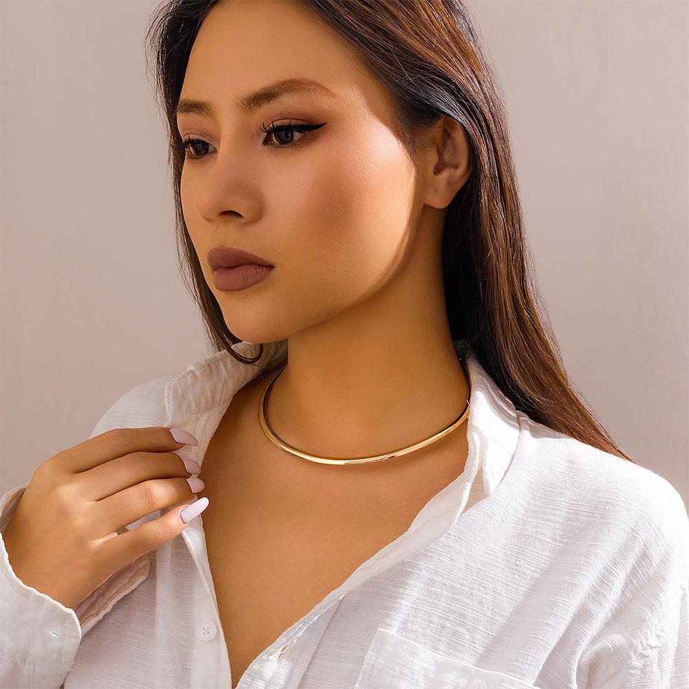 Metal Chain Collar Necklace Torques Choker Women Fashion Elegant Festival Party Charm Clavicle Chain Memorial Jewelry Gift