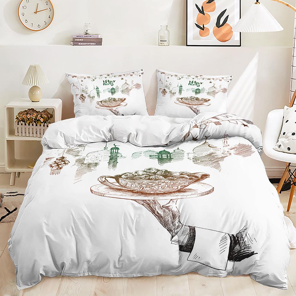 Stars and Moon Duvet Cover Twin King Muslim Ramadan Festival Bedding Set Microfiber Lamp Comforter Cover for Teen Adult Decor