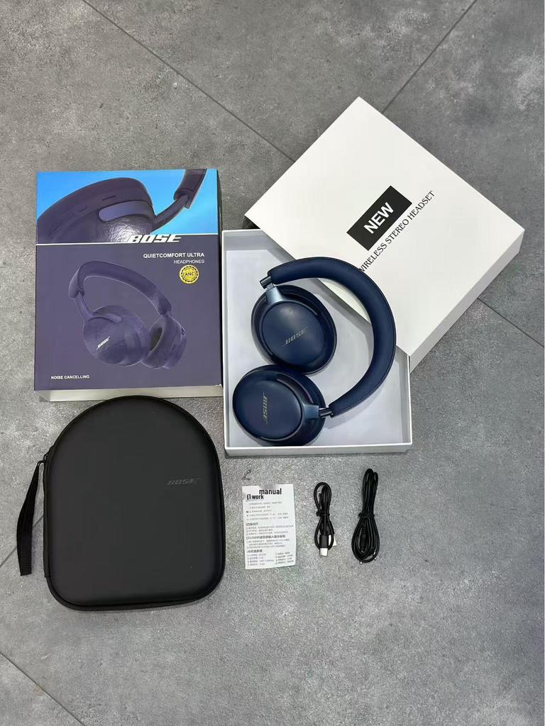 QC55 Noise-Canceling Bluetooth Over-Ear Headphones - Ultra Wireless, Foldable, with Leather Case