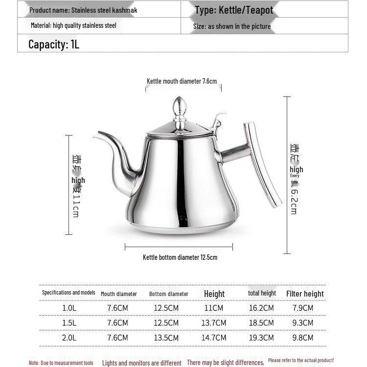 Thickened Stainless Steel Teapot with Filter, Universal Flat Bottom Kettle