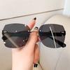 Fashion Rimless Beach Gradient Sunglass Original Lady Retro Branded Shades UV400 Eyeglasses