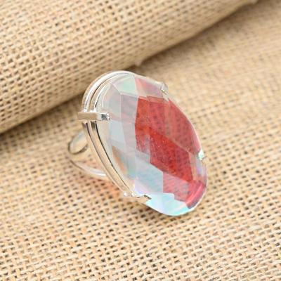 925 Sterling Silver Mystic Topaz Gemstone Handmade Pretty Jewelry Lavish Ring Gift For Women