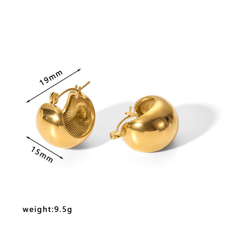 Gold Color Stainless Steel Hoop Earrings For Women Ear Drop Stud