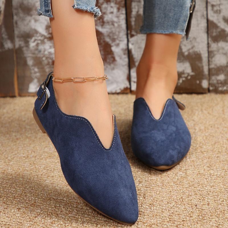 New Women Loafers Retro Pointed Toe Suede Flat Shoes Summer Slip On Casual Shoes Female Feetwear Zapatos Mujer Plus Size 36-43