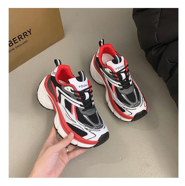 Popular Dad Shoes Women's 2025 New Spring, Summer and Autumn Popular Color Matching Sports Shoes Ins Thick-soled Heightening Casual Women's Shoes