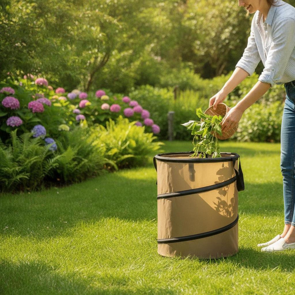 Foldable Trash Bin Portable Can with Handles Convenient for Picnics