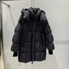 Womens Mid-Length Hooded Puffer Coat With 86-90% White Duck Down Warm Thick Winter Outerwear Loose Fit Elegant Commuter Style