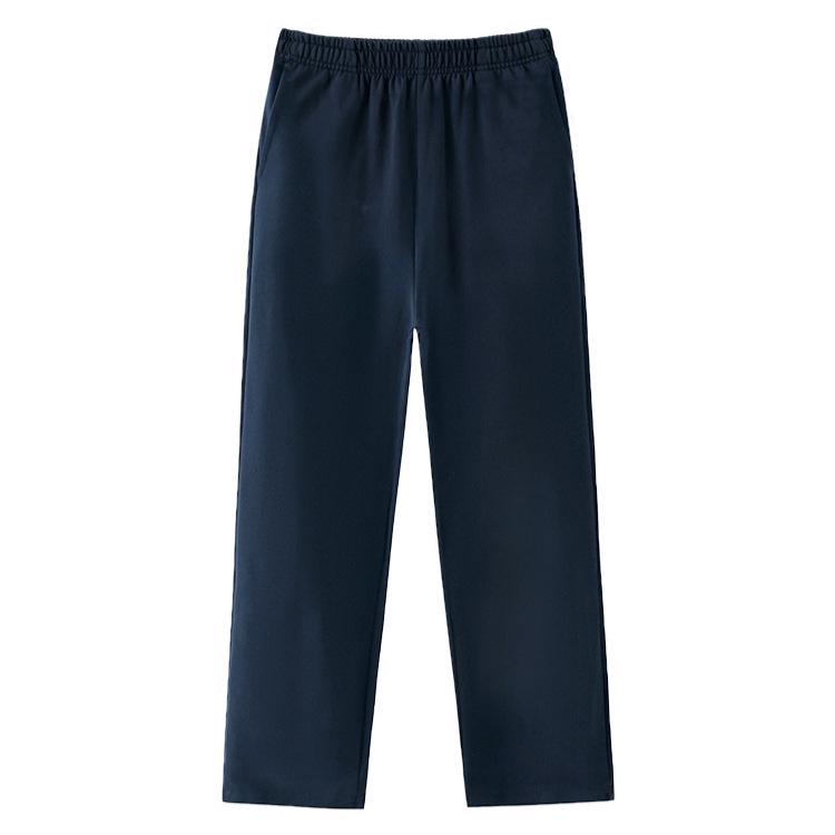 Calças Esportivas Retas com Forro de Fleece Azul Escuro para Meninas do Ensino Fundamental - Uniforme Escolar Primavera/Outono