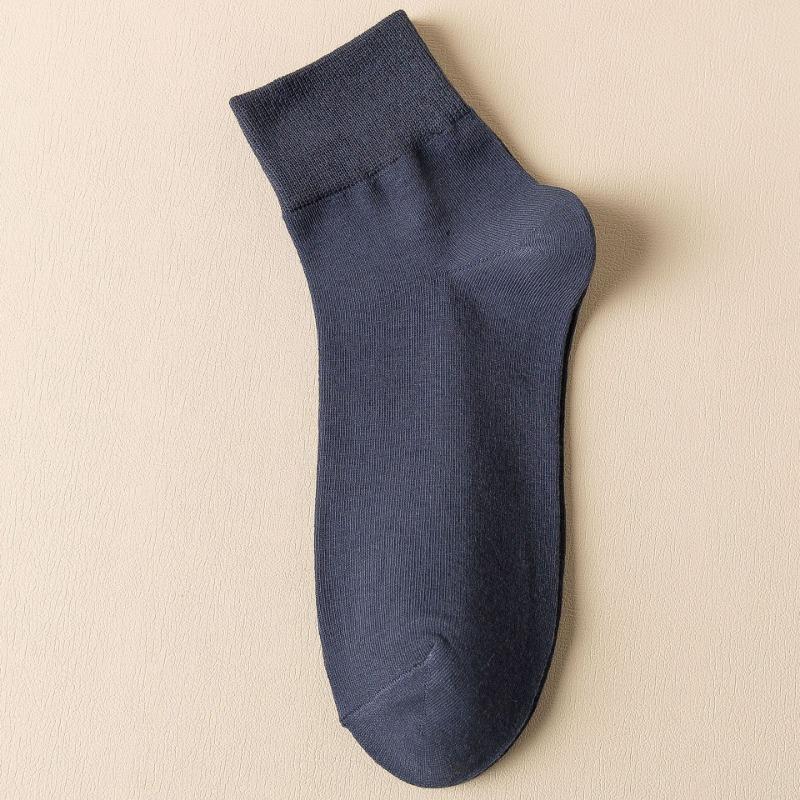 Herr Vår och Sommar Tunna Fritids Ren Bomull Enfärgad Benlösa Svettabsorberande Andningsbara Tubsockor