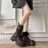 Fashion Winter Design Platform Heel Women Ankle Boots Fashion Slip On Height Increase Shoes Punk Style Short Botas De Mujer