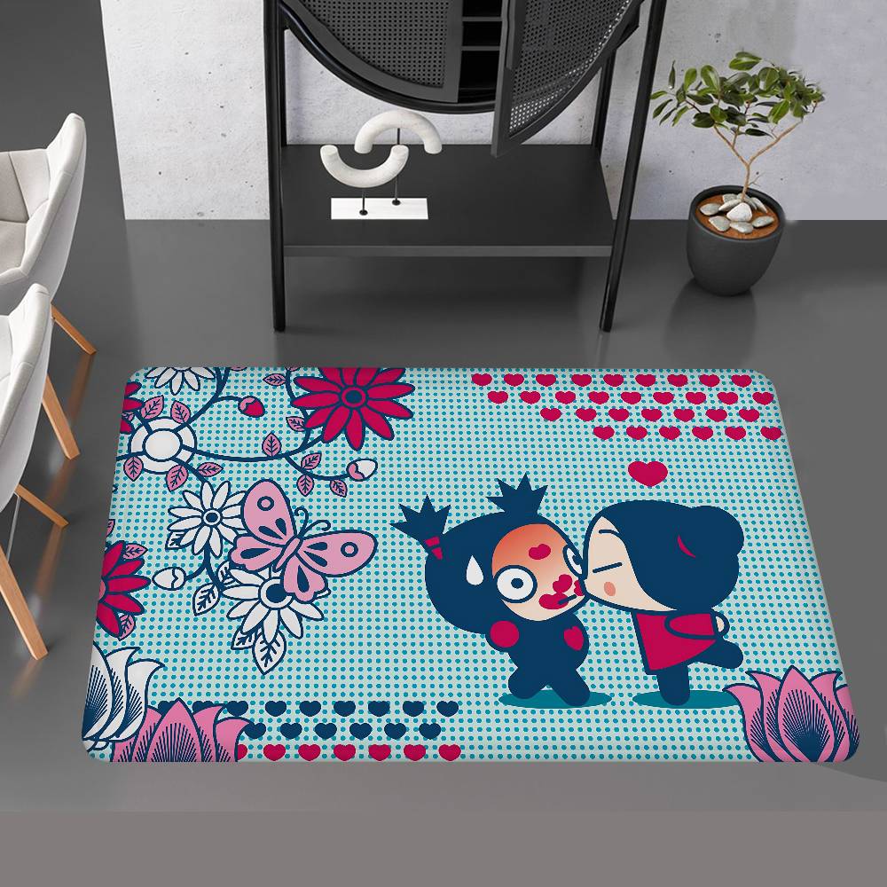Animation Series P-Pucca Floor Mat INS Style Soft Bedroom Floor House Laundry Room Mat Anti-skid Household Carpets