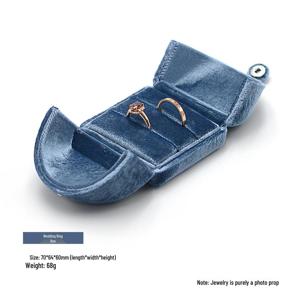 Misty Blue Velvet Jewelry Box: Double Opening for Rings, Earrings, Necklaces, Bracelets, Bangles, Rosaries, and Jewelry Pouch.
