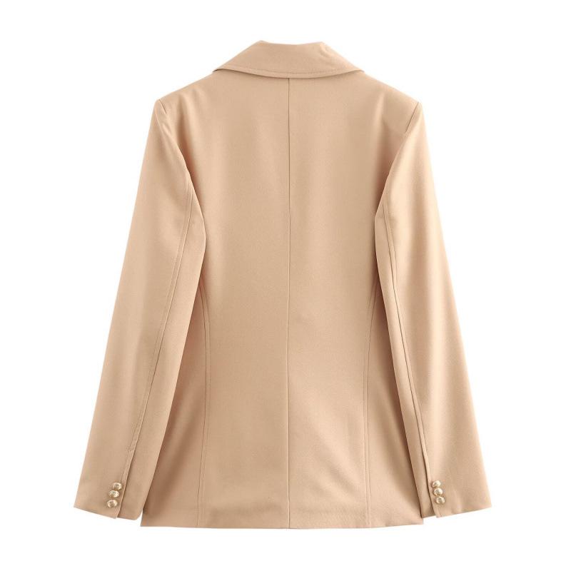 Autumn European & American High Street Women's Slim Fit Suit Jacket with Golden Buttons
