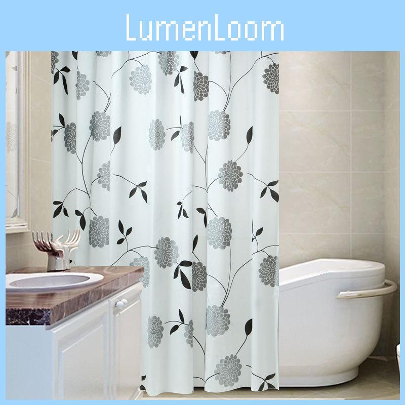 Waterproof Bathroom Shower Curtain Black Peony Kitchen Balcony Bedroom Partition