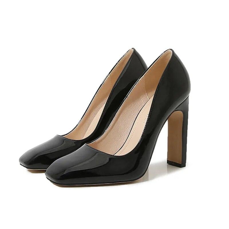 Dámská pracovní obuv Vysoký podpatek Kancelářské módní Svatební svatební boty z lakované kůže 7,5 cm podpatek WZ