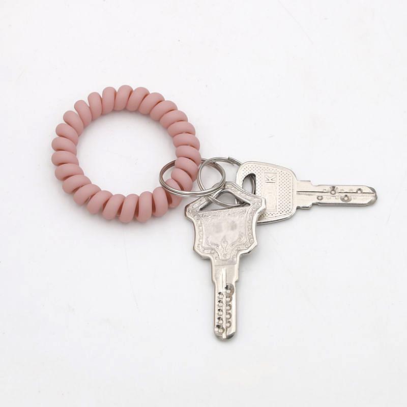 Matte Plastic Anti-Lost Spring Coil Cord Keychain and Hair Tie Bracelet