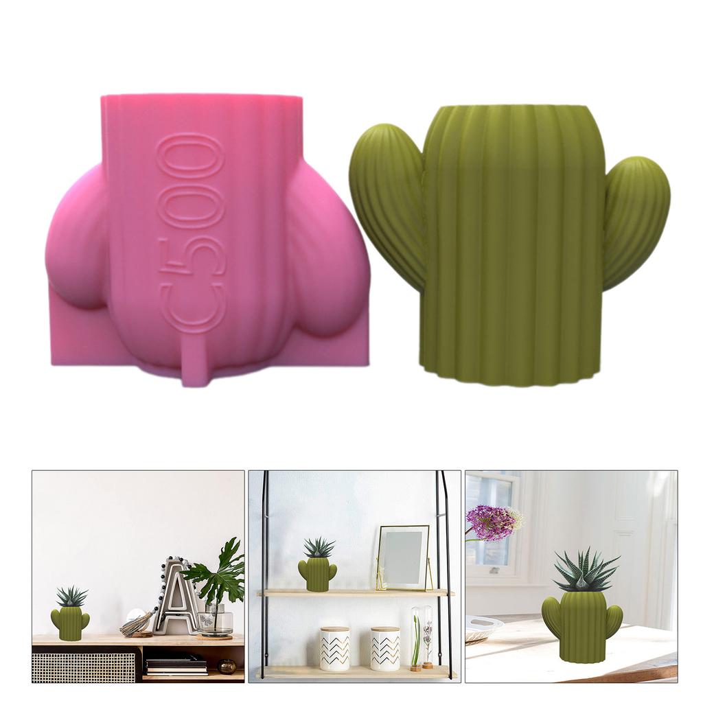 Cactus Shape Pen Holder Silicone Molds Table Ornament Mould Plasters Making Tool Succulent Planter Mold Easy To Clean