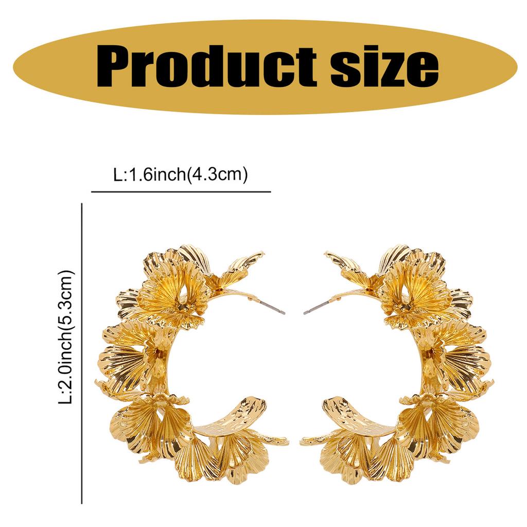 Fashionable Floral Statement Earrings for Women C Shaped Open Hoop Designs Portable Comfortable Jewelry Accessory