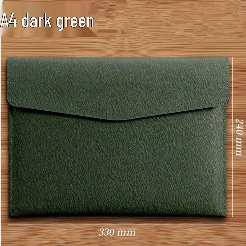 Waterproof A4 Leather Document Bag with Snap Button - Business Office Storage Folder with Custom Logo