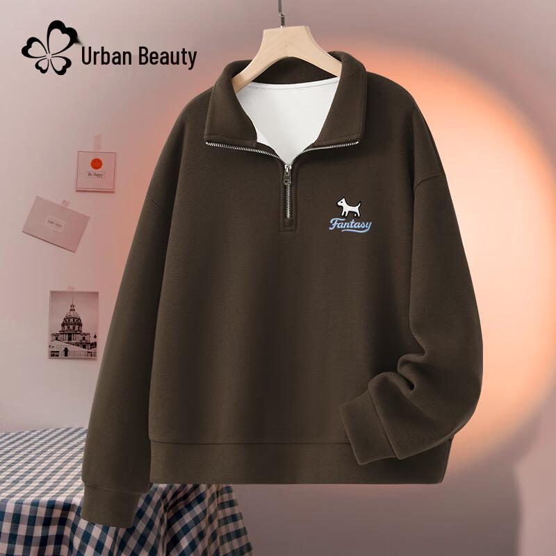 Dushi Liren Women's Plush Fleece Half-Zip Polo Sweatshirt