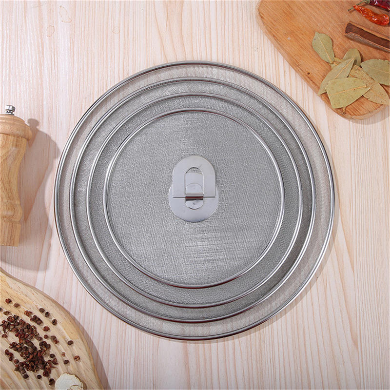 Stainless Steel Splatter Screen Mesh Pot Lid Cover Silver Oil Frying Pan Lid Cooking Tools Kitchen Gadgets Diameter 25/29/33cm
