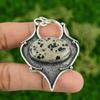 Daughters Day Sale Dalmatian Jasper Stone Sterling Silver Artisan Boho Pendant